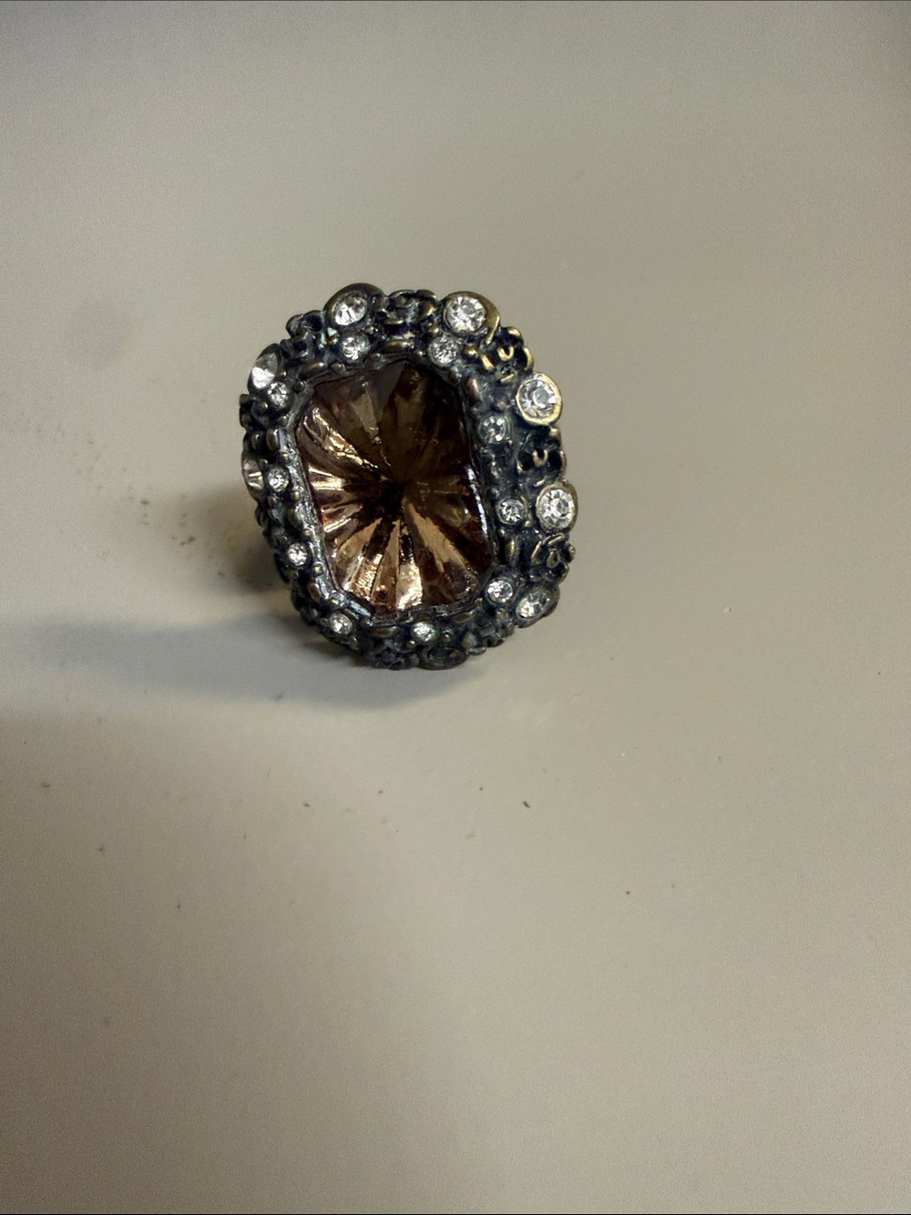 Avon Smokey Topaz Colored Signature Cocktail Ring Adjustable